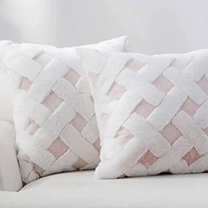 NIB Cozy Bliss Bundle of 2 Faux Fur Pillow Covers, Pink